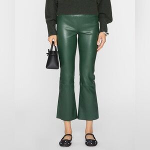 SPRWMN 100% Lamb Leather Crop Flare Legging in Ivy Size Large MSRP $1075